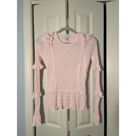 Scripted Frilled Long Sleeve Top/Blouse Petite - Picture 1 of 5